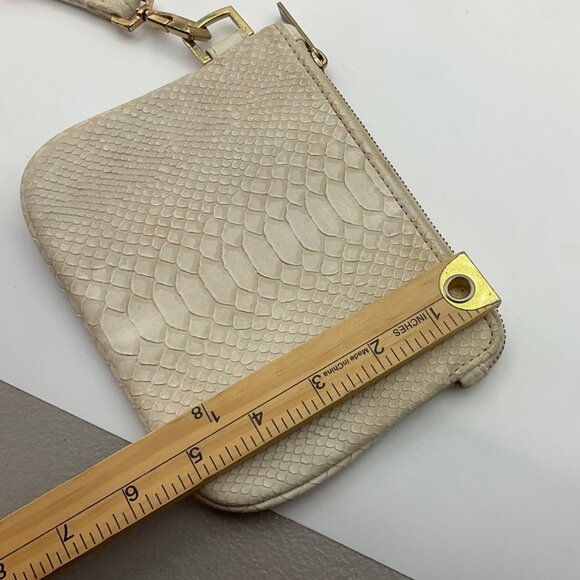 Kendra Scott Beige Snake-Embossed Leather Wristlet Purse Detachable Strap - Picture 8 of 11